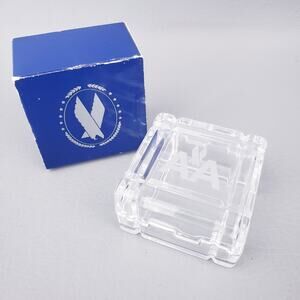 Vintage American Airlines Lead Crystal Trinket Box Top Customer Gift AA Jaffa
